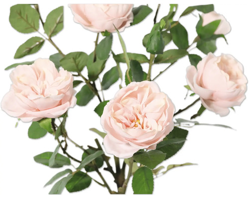 Kytice s jemnými růžovými květy a zelenými listy