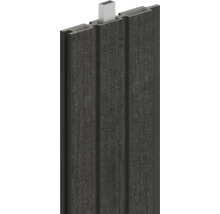 Tmavé plastové obložení fasády s dřevěnou strukturou