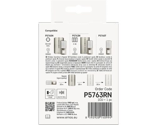 Balení bezdrátového zvonku EMOS P5763RN s funkcí opakovače