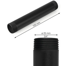 Černá trubka o průměru 25 mm a délce 100 mm