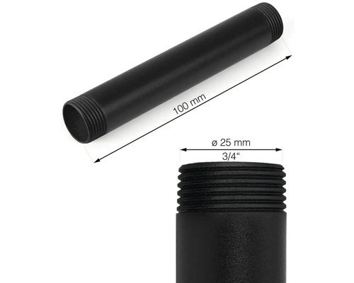 Černá trubka o průměru 25 mm a délce 100 mm