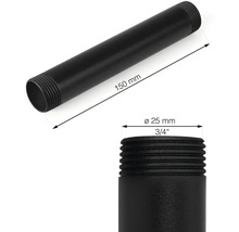 Černá trubková vsuvka o rozměrech 150 mm délka a 25 mm průměr