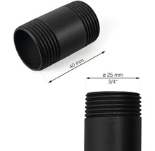 Černý fitinkový trubkový díl, délka 40 mm, průměr 25 mm