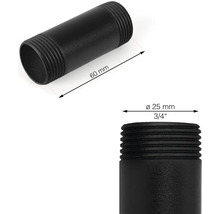 Černá trubková vsuvka, délka 60 mm, průměr 25 mm