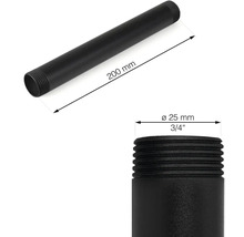 Černá trubka o délce 200 mm o průměru 25 mm se závitem na obou koncích