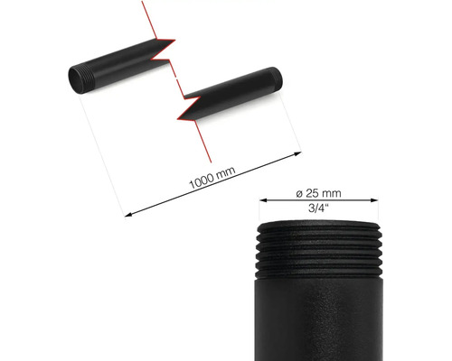 Potrubní spojka o rozměrech 25 mm v průměru a 1000 mm na délku