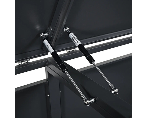 Detail plynových pružin na úložném boxu