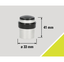 Kovový dveřní doraz o rozměrech 41 mm výška a 33 mm průměr.