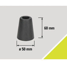 Šedá krytka nohou židle, výška 60 mm, průměr 50 mm