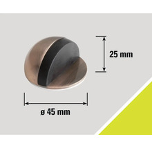 Kovový dveřní zarážka o průměru 45 milimetrů a výšce 25 milimetrů