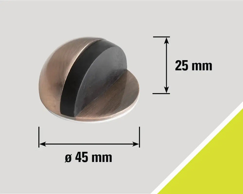 Kovový dveřní zarážka o průměru 45 milimetrů a výšce 25 milimetrů