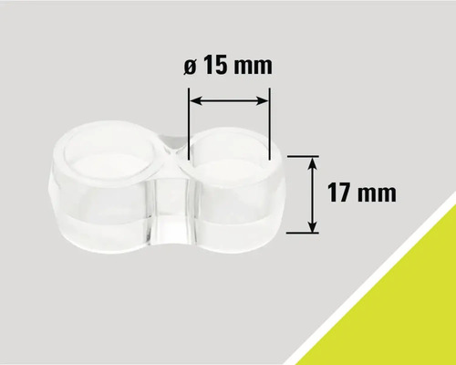 Nábytkový kluzák o průměru 15 milimetrů a výšce 17 milimetrů