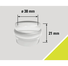 Zátka nohy nábytku o rozměrech průměr 38 milimetrů a výška 21 milimetrů