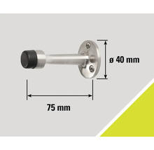 Dveřní zarážka z nerezové oceli s gumovým dorazem a rozměry