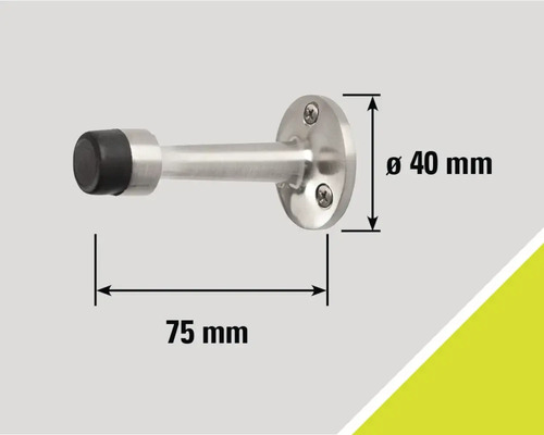 Dveřní zarážka z nerezové oceli s gumovým dorazem a rozměry