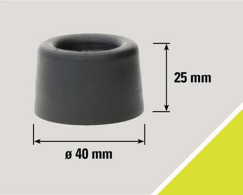 Šedý gumový dveřní doraz o rozměrech 25 mm výška a 40 mm průměr