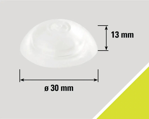 Rozměry transparentního kluzáku na nábytek o průměru 30 milimetrů