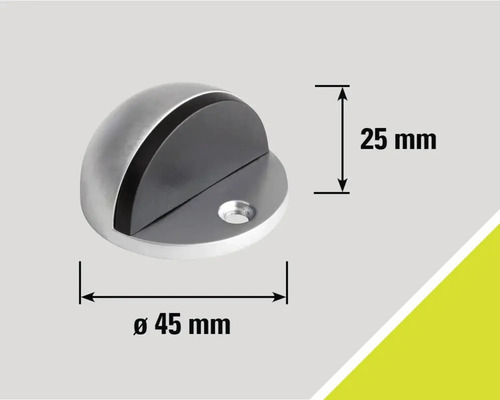 Kovový dveřní doraz, průměr 45 milimetrů, výška 25 milimetrů