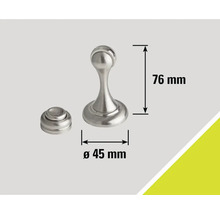 Kovový dveřní doraz s rozměry 76 mm výška a 45 mm průměr