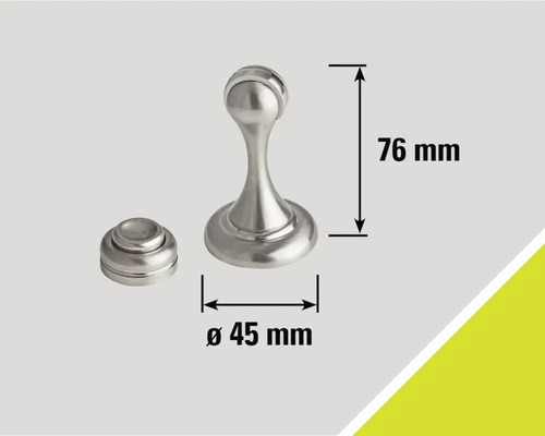 Kovový dveřní doraz s rozměry 76 mm výška a 45 mm průměr