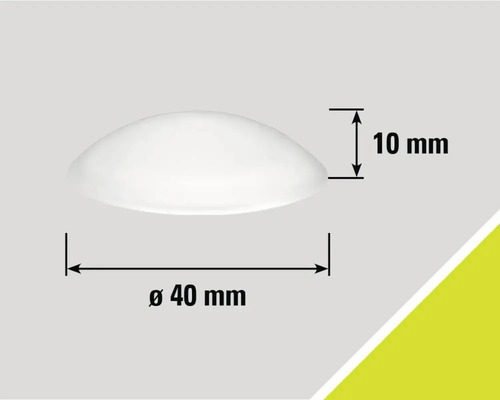 Polokulovitý kryt o průměru 40 mm a výšce 10 mm