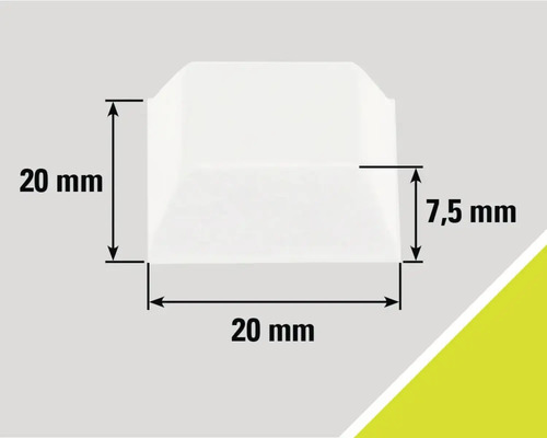 Obrázek s rozměry: výška 20 mm, šířka 20 mm, hloubka 7,5 mm