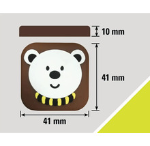 Rozměry dveřní zarážky s motivem medvěda: 41 mm x 41 mm x 10 mm