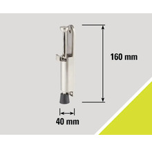 Kovový dveřní doraz o rozměrech 160 mm na výšku a 40 mm na šířku