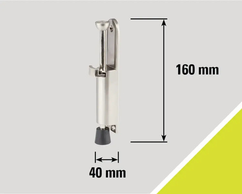 Kovový dveřní doraz o rozměrech 160 mm na výšku a 40 mm na šířku