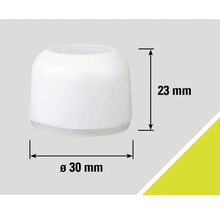 Plastový kluzák na nábytek o rozměrech 30 mm v průměru a 23 mm na výšku