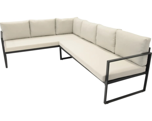 Rohová pohovka s polstrovanými podložkami pro venkovní použití