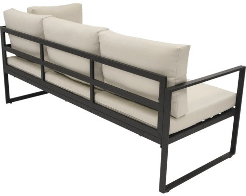 Zahradní pohovka s kovovým rámem a polstrovanými polštáři