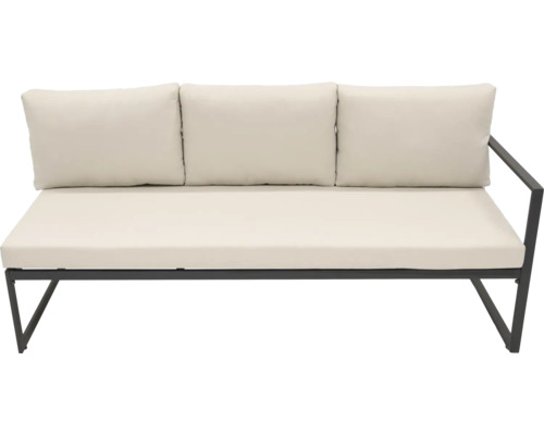 Zahradní pohovka se třemi polštáři a kovovou područkou