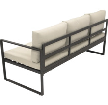 Zahradní sedací souprava se třemi místy k sezení, kovovým rámem a polstrováním