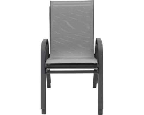 Stohovatelné šedé zahradní křeslo s područkou