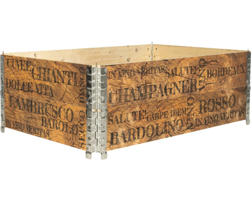 Dřevěný vyvýšený záhon s potiskem různých odrůd vína