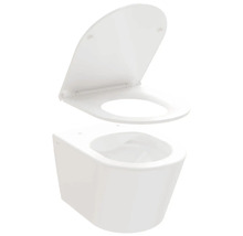 Závěsný hlubokosplachovací klozet s otevřeným splachovacím kruhem a WC sedátkem