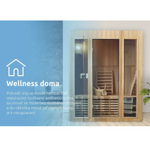 Vnitřní sauna s dřevěným interiérem a skleněnými dveřmi