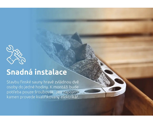 Saunová kamna s kameny pro snadnou instalaci