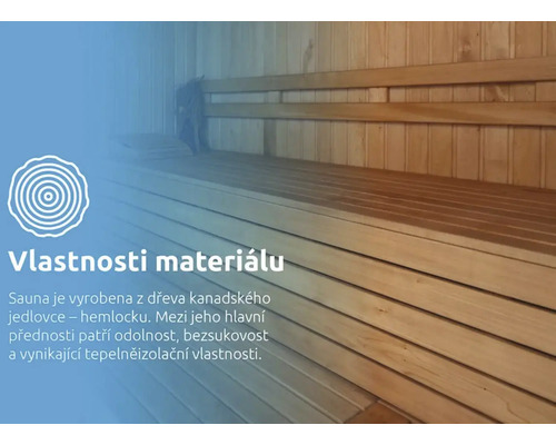 Sauna z kanadského jedlovce s dřevěnými lavicemi