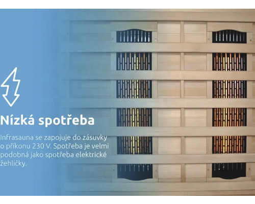 Infračervená sauna s nízkou spotřebou energie.
