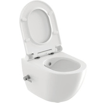 Závěsný bidet s otevřeným záchodovým prkénkem