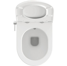 Rozříznutá toaleta s otevřeným záchodovým prkénkem