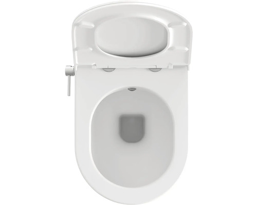 Rozříznutá toaleta s otevřeným záchodovým prkénkem