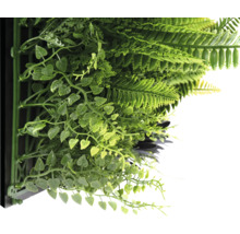 Stěna z umělých rostlin s kapradinami a malými lístky