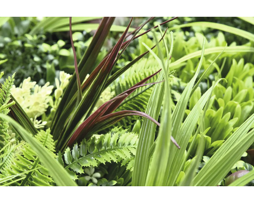 Detailní pohled na různé umělé rostliny