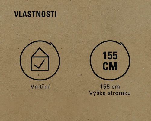 Vlastnosti: Vhodné do interiéru, výška stromu 155 centimetrů