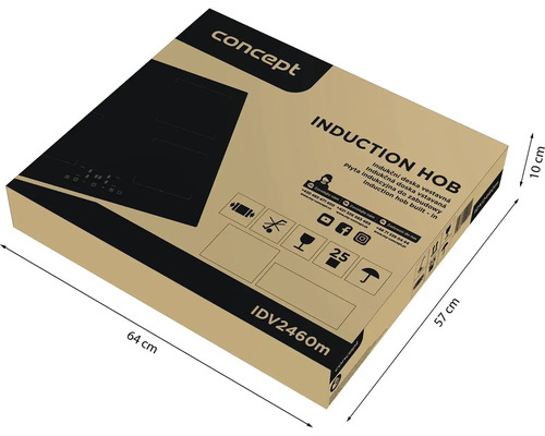 Balení indukční varné desky Concept s rozměry