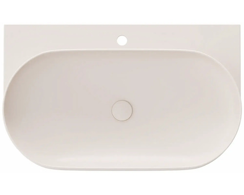 Pohled shora na oválné umyvadlo s otvorem pro kohoutek