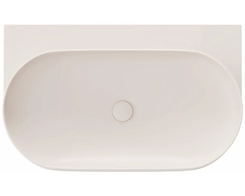 Pohled shora na oválné umyvadlo s odkládací plochou